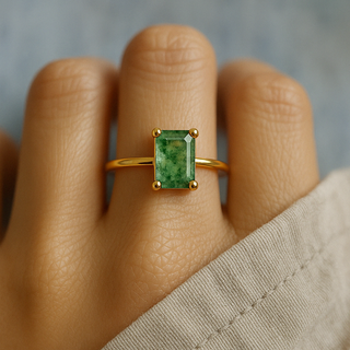 Natürlicher Moosachat Ring