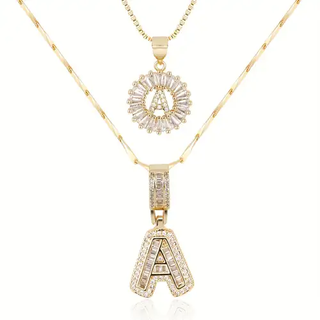 Moissanite-Halskette mit Initialen | Gold