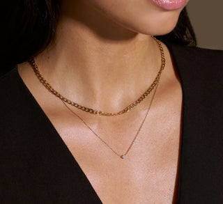 Flache Glieder-Kette mit Rand | Gold